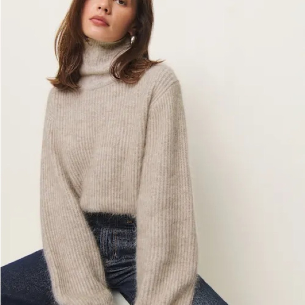 Reformation Cosmia Alpaca Blend Turtleneck Sweater Brown - Size XS